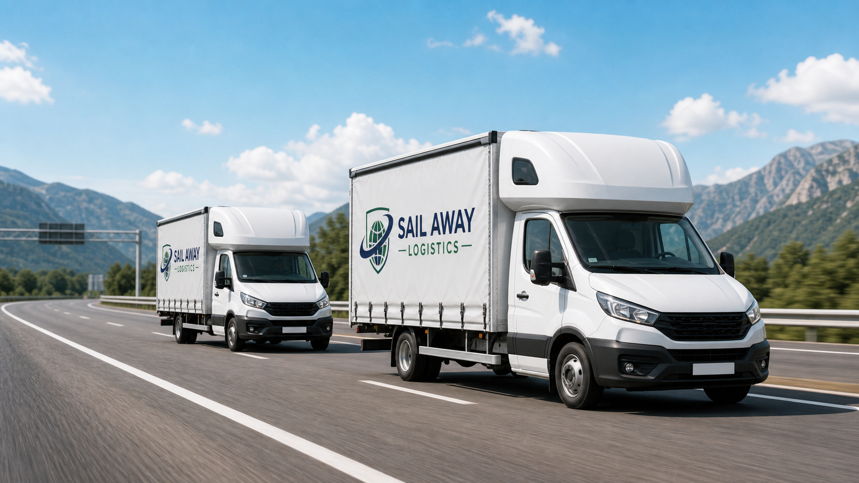 White 3.5t sleeper-cabin vans driving on a European highway